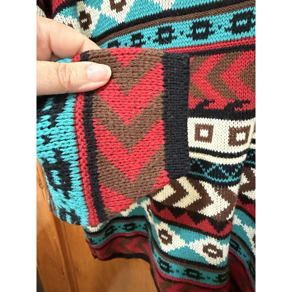 VTG 80s 90s Croquet Club Geometric Knit Jumper Sweater Large Coogi Style Cosby - Picture 5 of 9